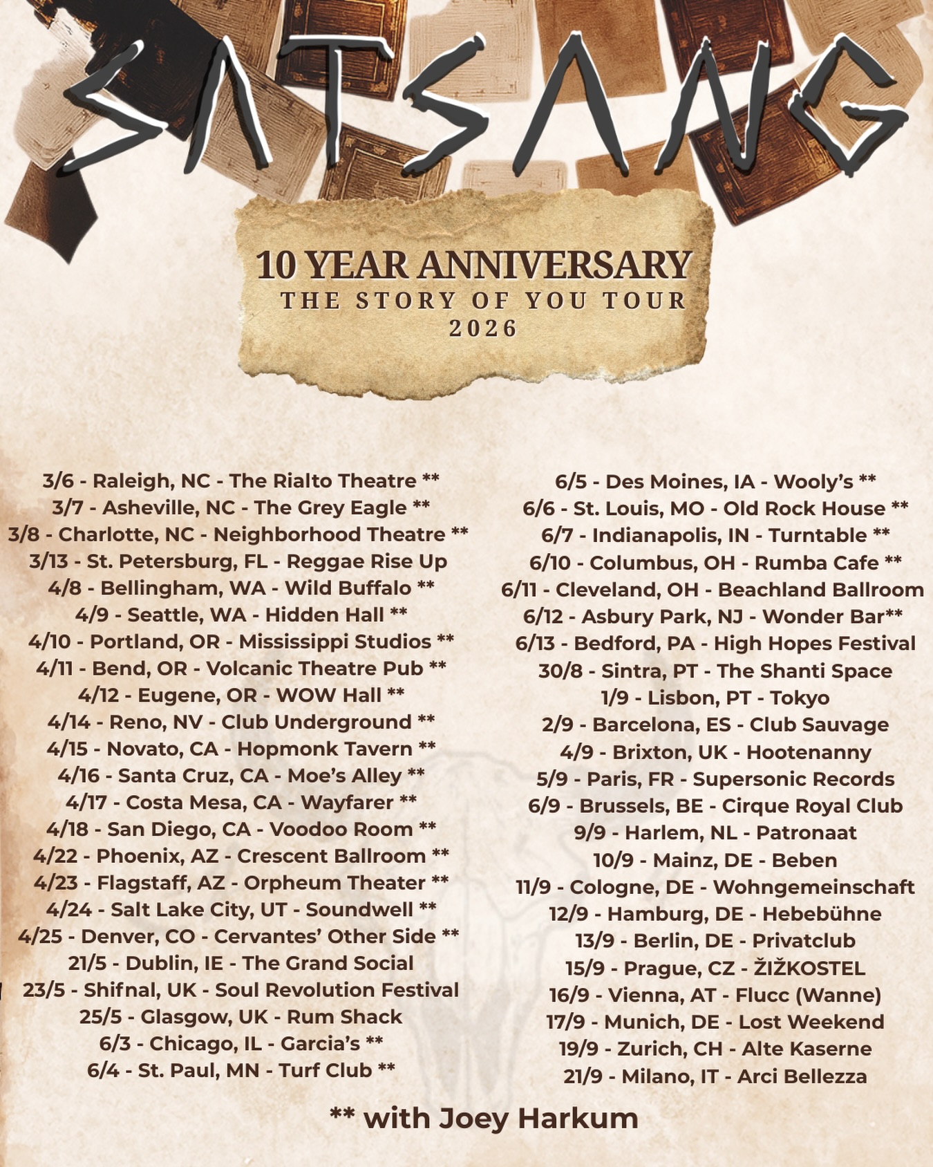 Satsang 10 Year Anniversary Tour Poster 2026
